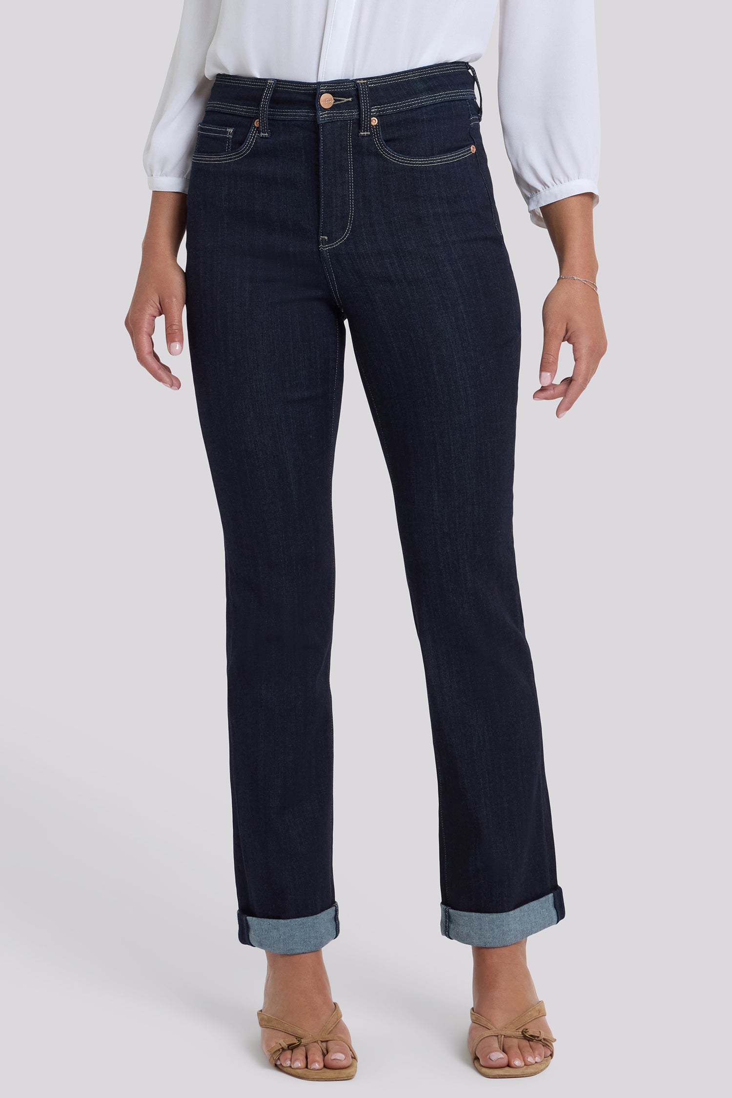 NYDJ Marilyn Straight Jeans In Petite In Sure Stretch® Denim With High Rise And Triple Stitching - Morning Tides