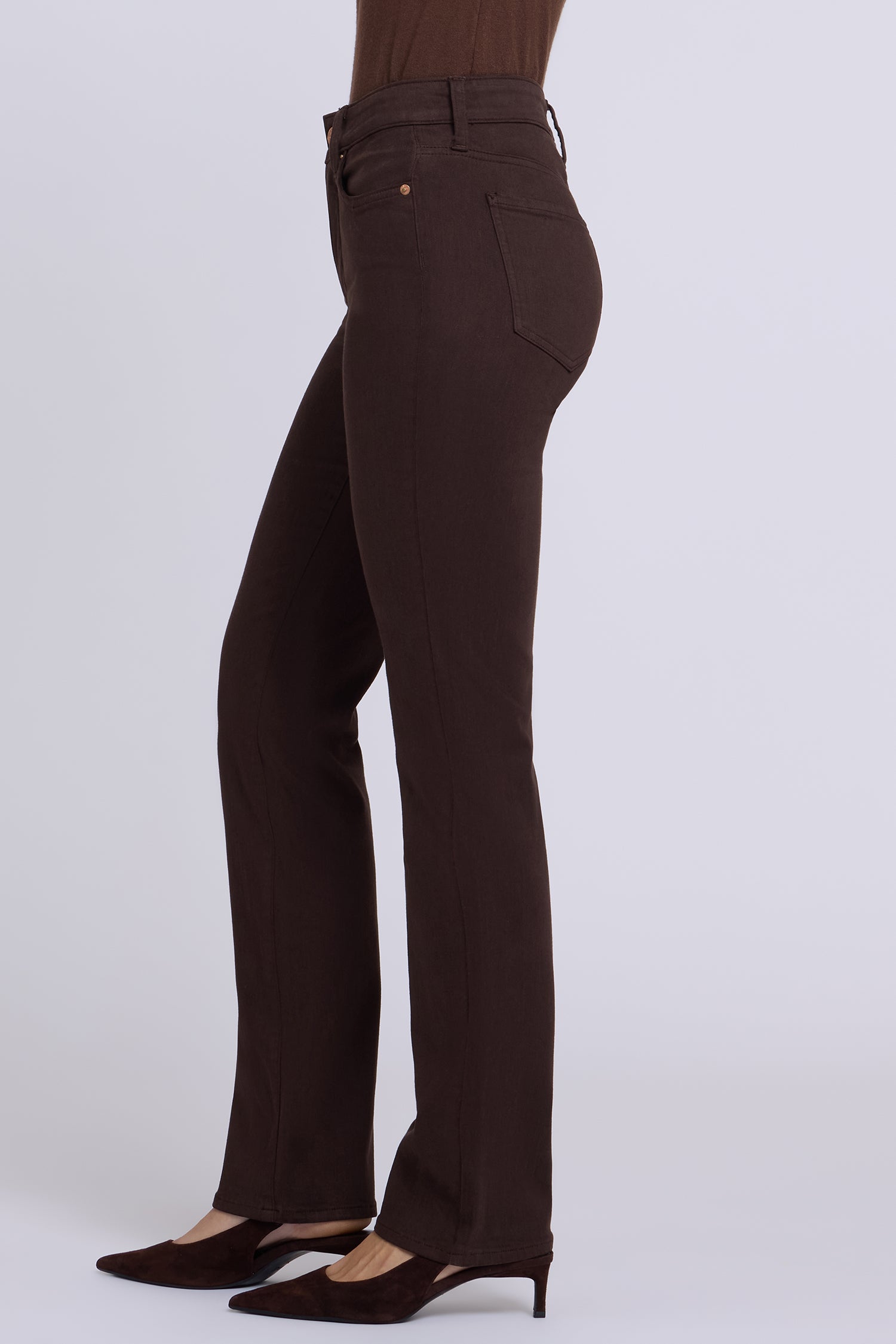 NYDJ Marilyn Straight Jeans In Petite In Sure Stretch® Denim - Bitter Chocolate