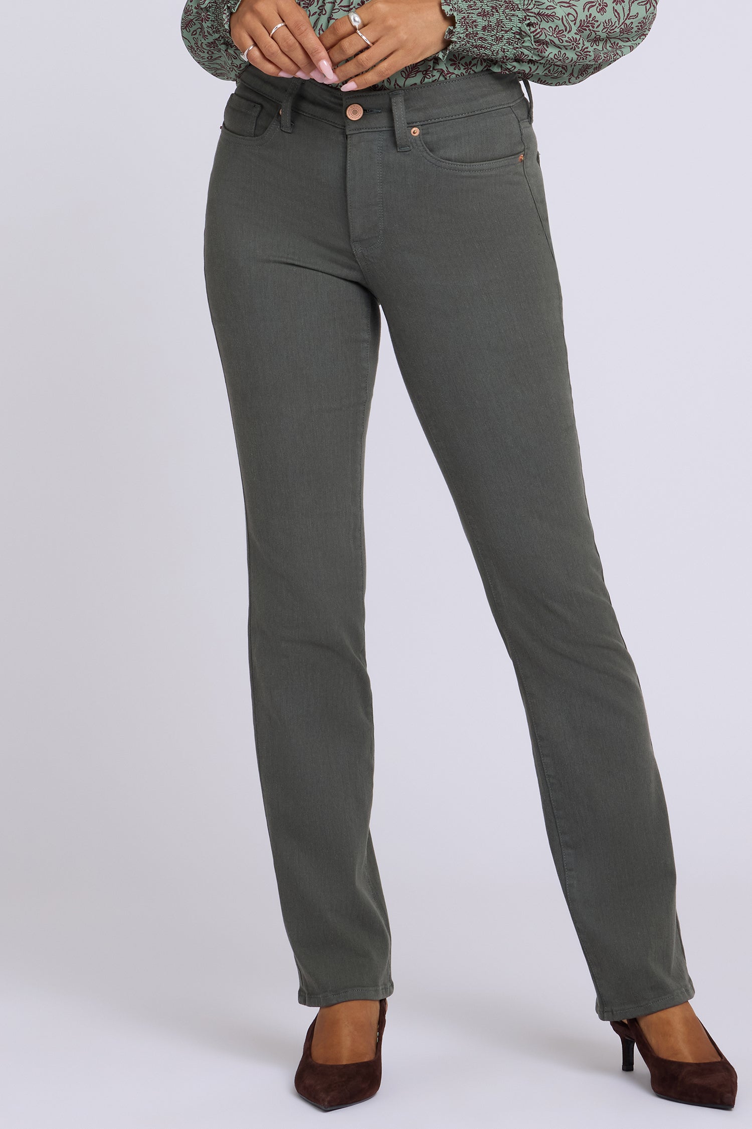 NYDJ Marilyn Straight Jeans In Petite In Sure Stretch® Denim - True Olive