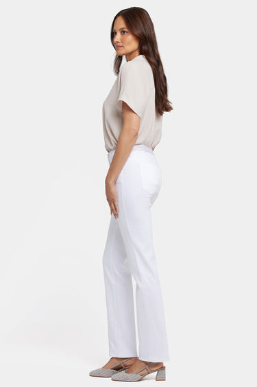 NYDJ No Gapper™ Marilyn Straight Jeans In Petite In Sure Stretch® Denim With Striped Stretch Back Waistband - Optic White