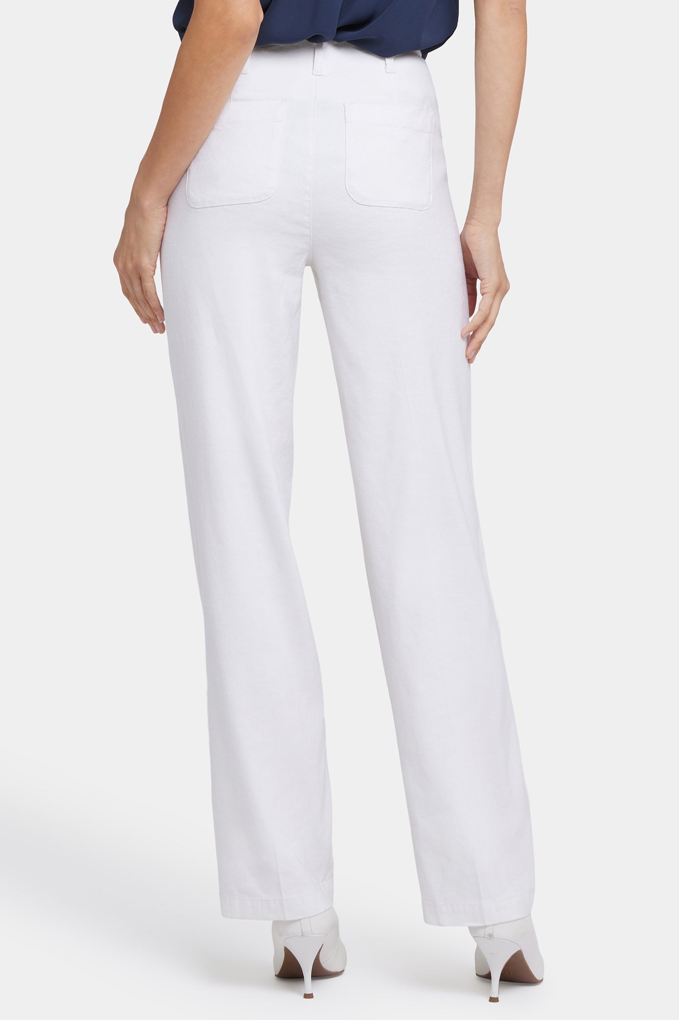 NYDJ Marilyn Straight Pants In Petite In Stretch Linen - Optic White