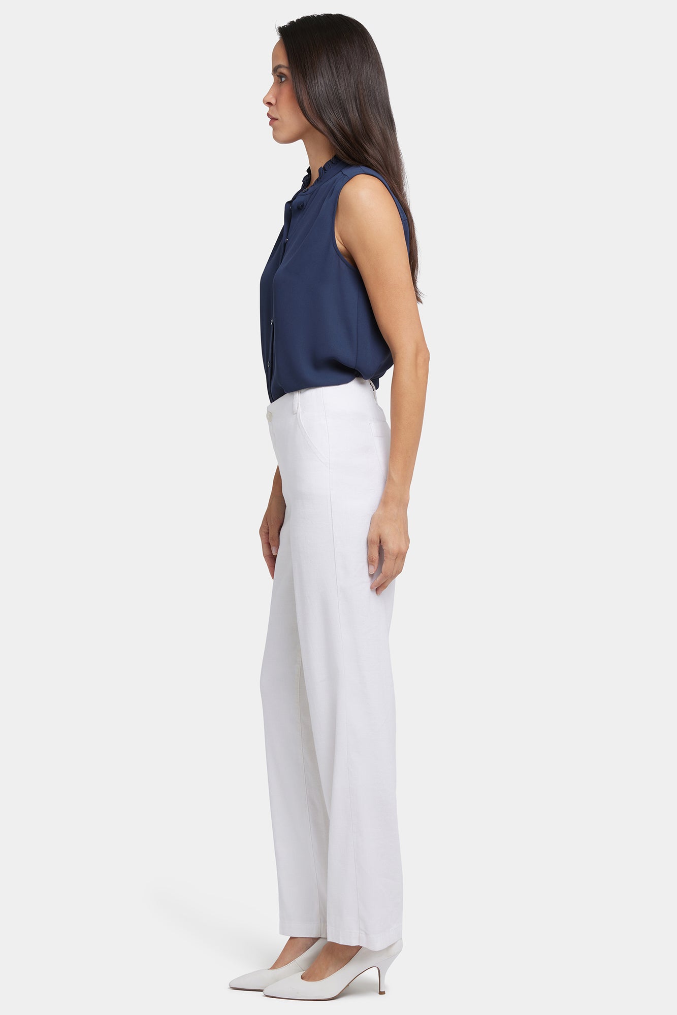 NYDJ Marilyn Straight Pants In Petite In Stretch Linen - Optic White