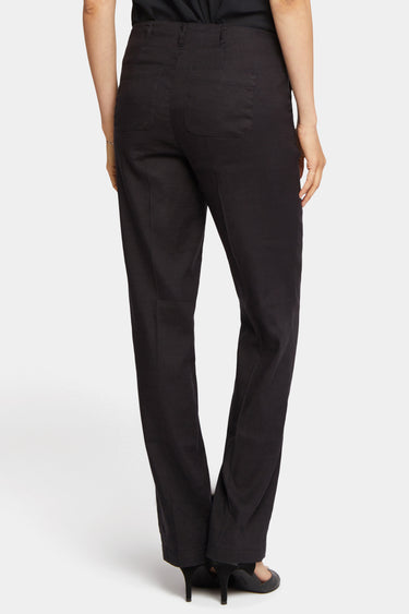 NYDJ Marilyn Straight Pants In Petite In Stretch Linen - Black