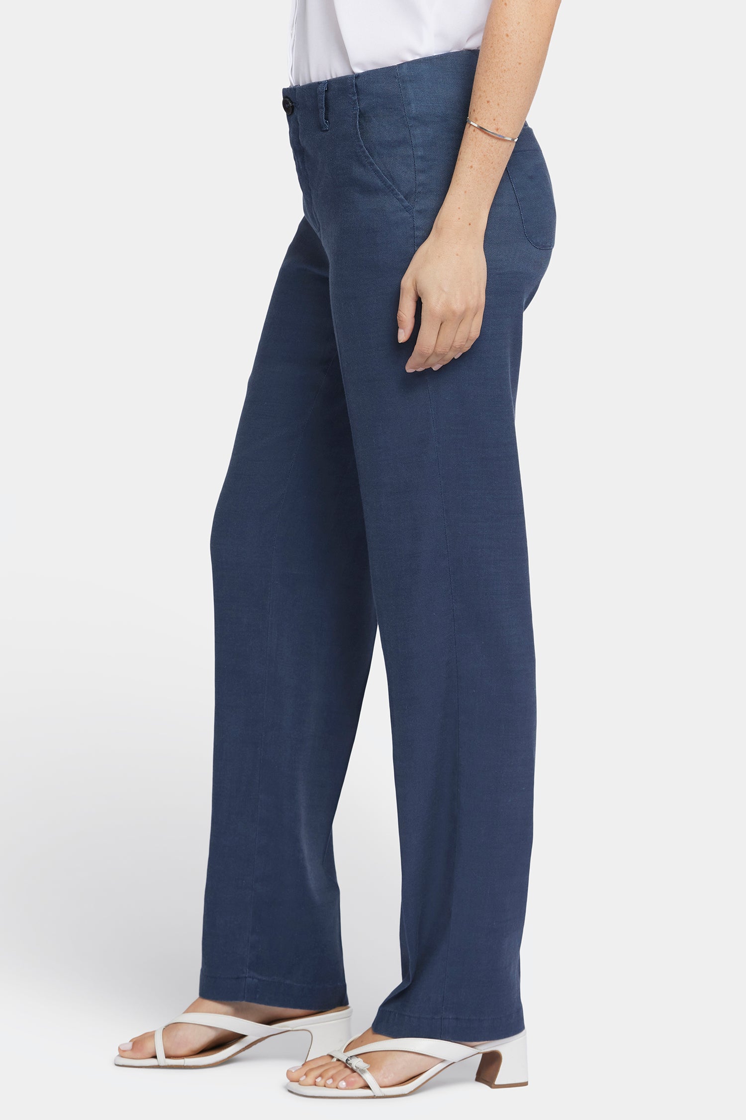 Marilyn Straight Pants In Petite In Stretch Linen - Oxford Navy