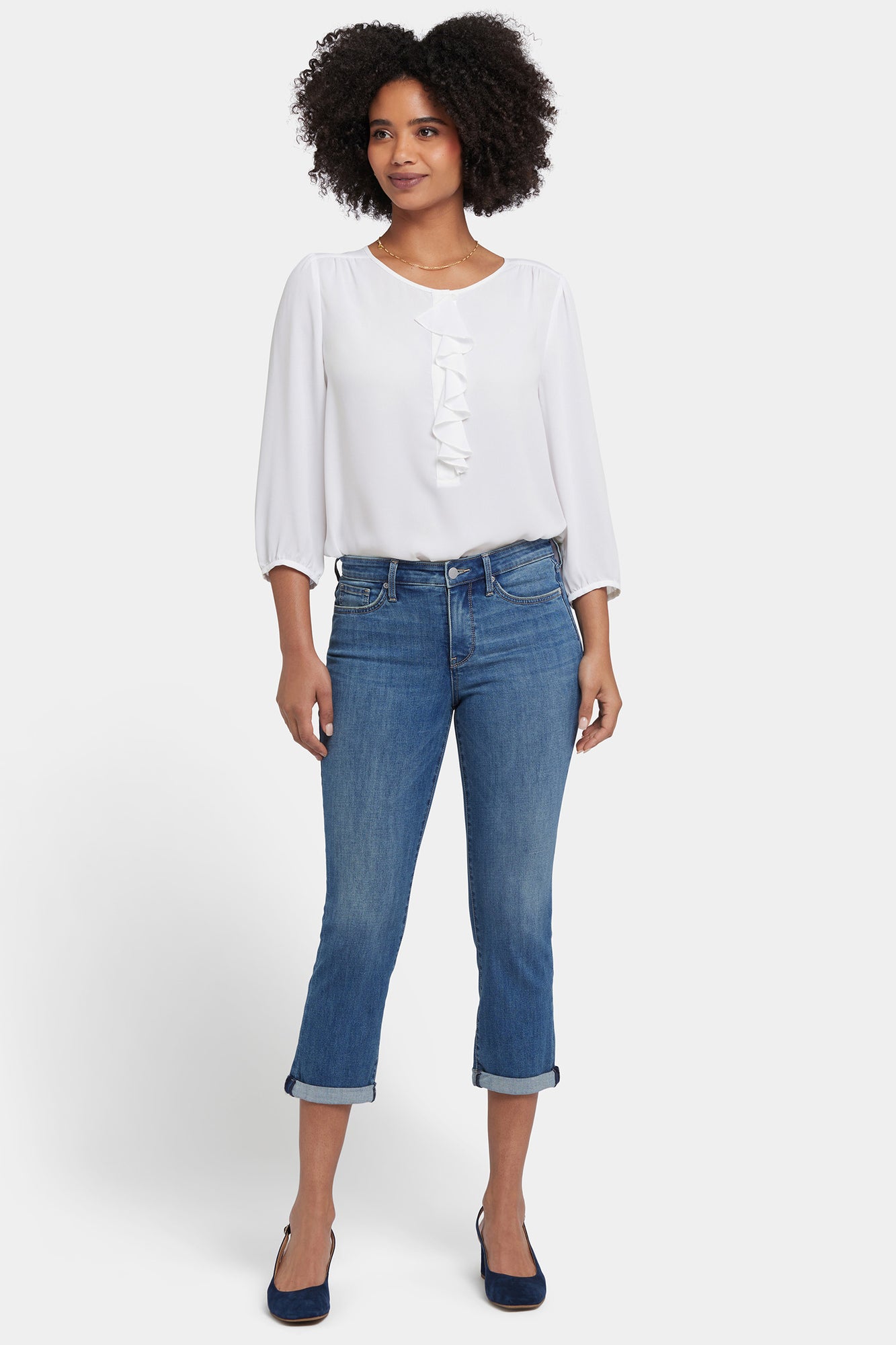 NYDJ Chloe Skinny Capri Jeans In Petite In Cool Embrace® Denim With Roll Cuffs - Costa Brava