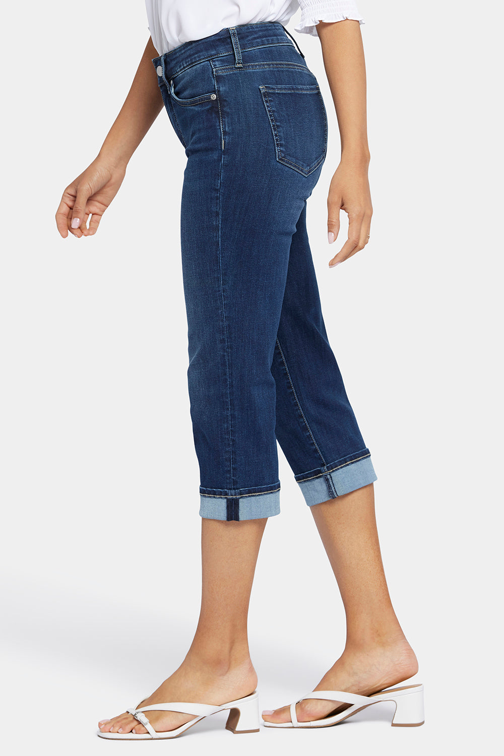 NYDJ Marilyn Straight Crop Jeans In Petite In Cool Embrace® Denim With Cuffs - Cambridge