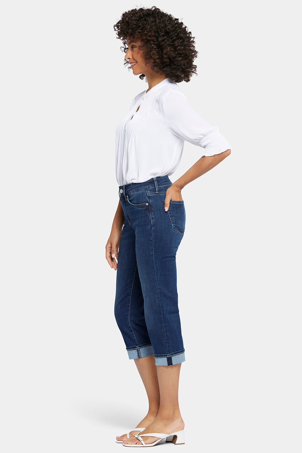 NYDJ Marilyn Straight Crop Jeans In Petite In Cool Embrace® Denim With Cuffs - Cambridge