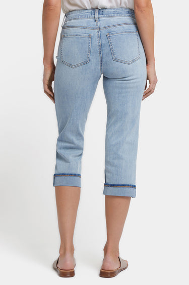 NYDJ Marilyn Straight Crop Jeans In Petite In Cool Embrace® Denim With Cuffs - Santiago Sea