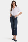 NYDJ Marilyn Straight Ankle Jeans In Petite With Patch Pockets And Geo Tape - Lotus Gardens