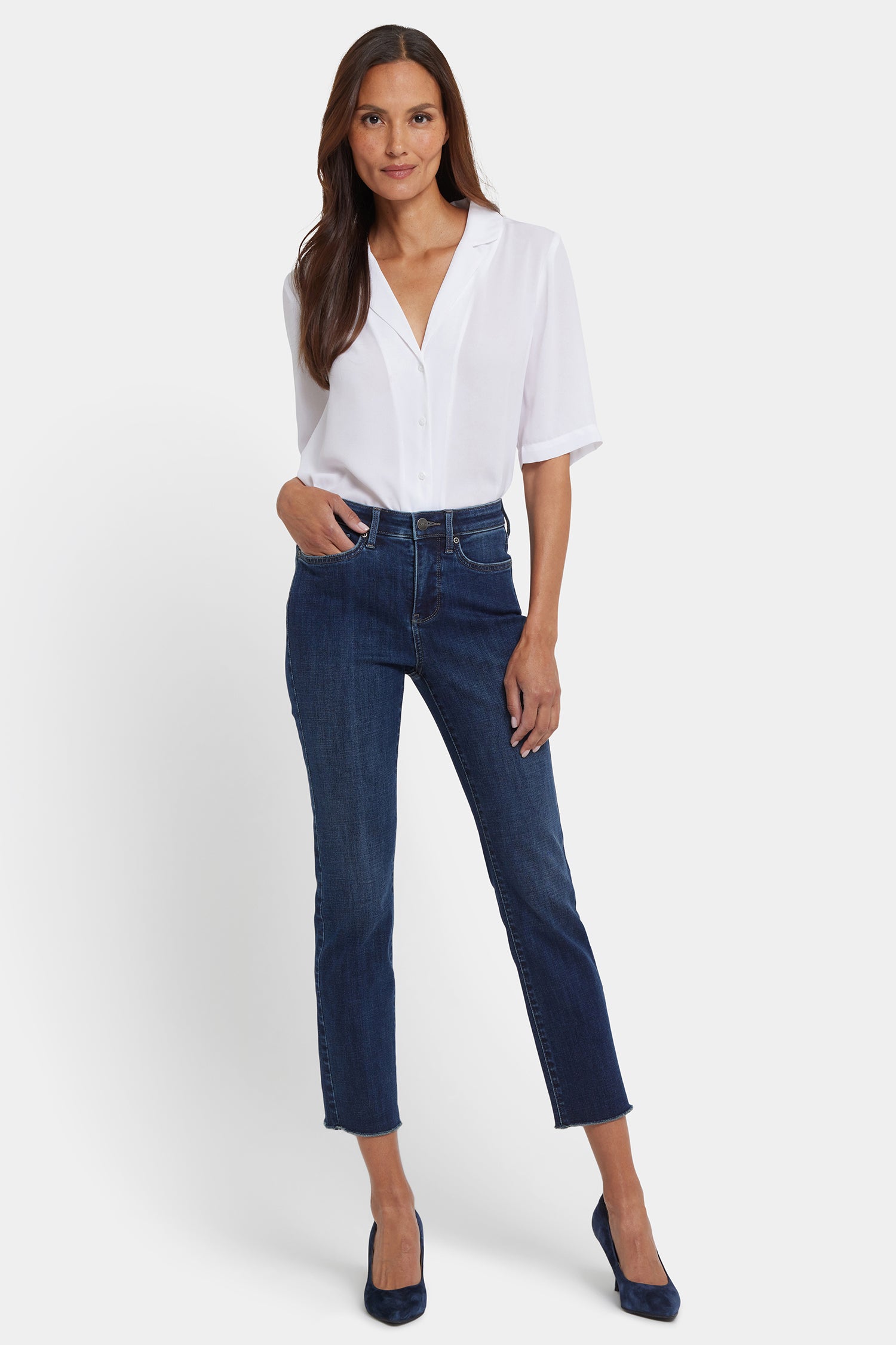 Sheri Slim Ankle Jeans In Petite With Frayed Hems - Louvre