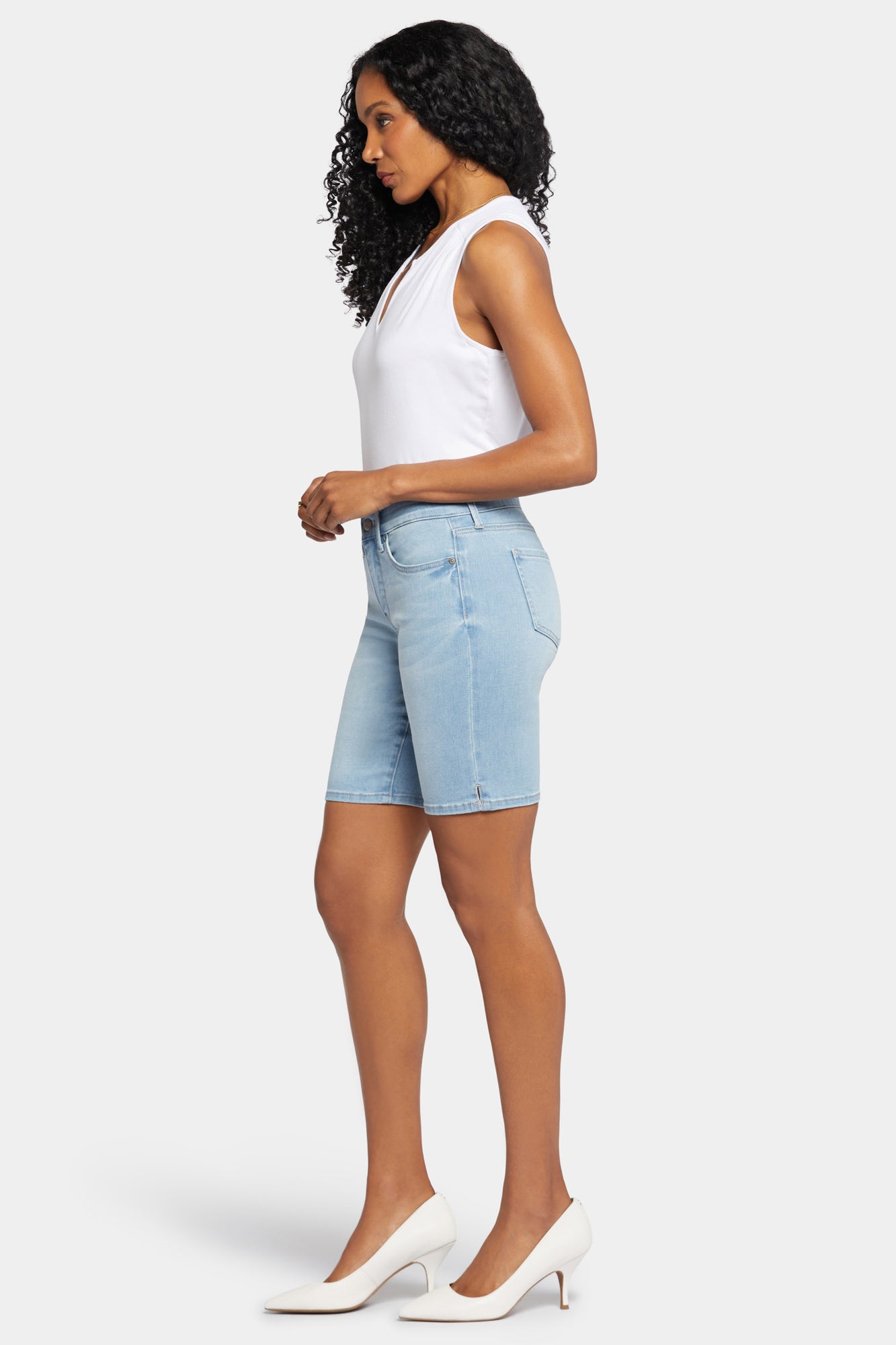 NYDJ Ella Denim Shorts In Petite With Side Slits - Poetry