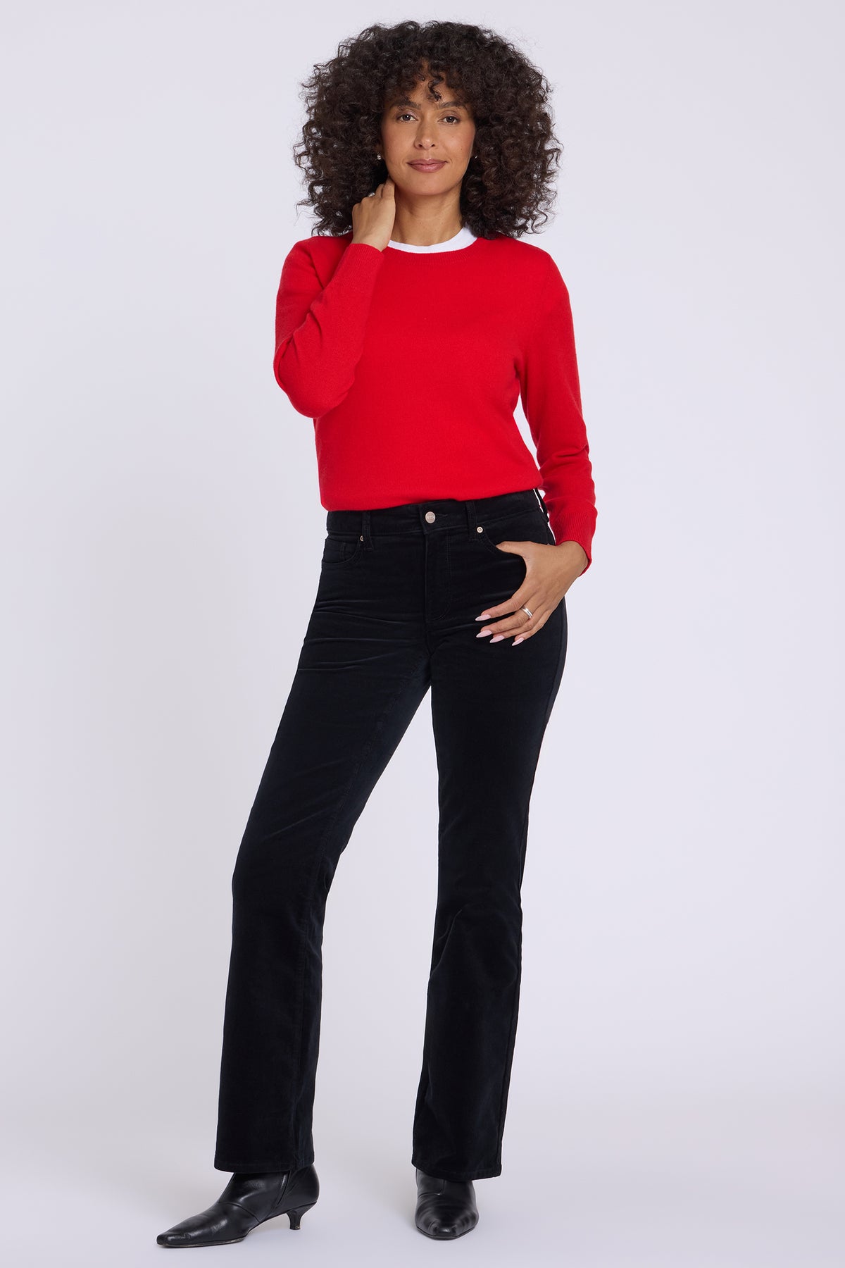 NYDJ Brooklyn Bootcut Pants In Petite In Fine Wale Stretch Corduroy - Black