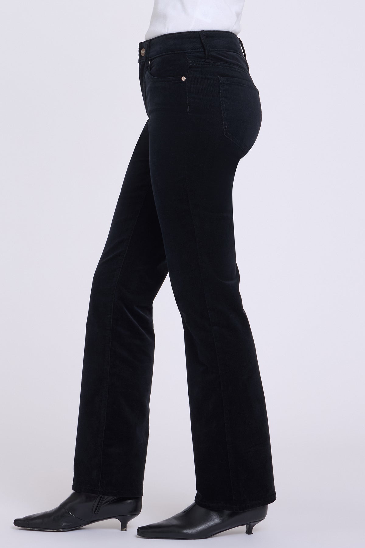 NYDJ Brooklyn Bootcut Pants In Petite In Fine Wale Stretch Corduroy - Black