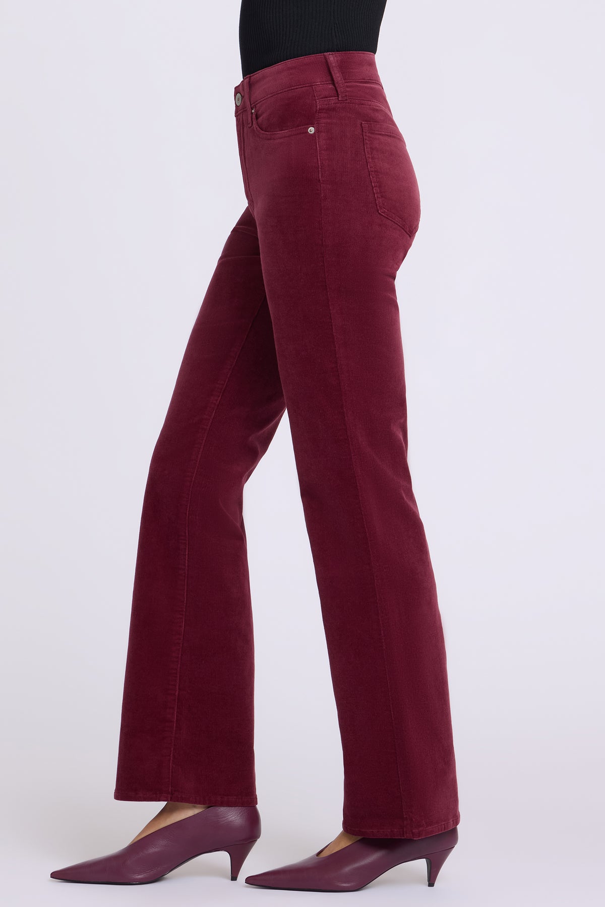 NYDJ Brooklyn Bootcut Pants In Petite In Fine Wale Stretch Corduroy - Sienna Red