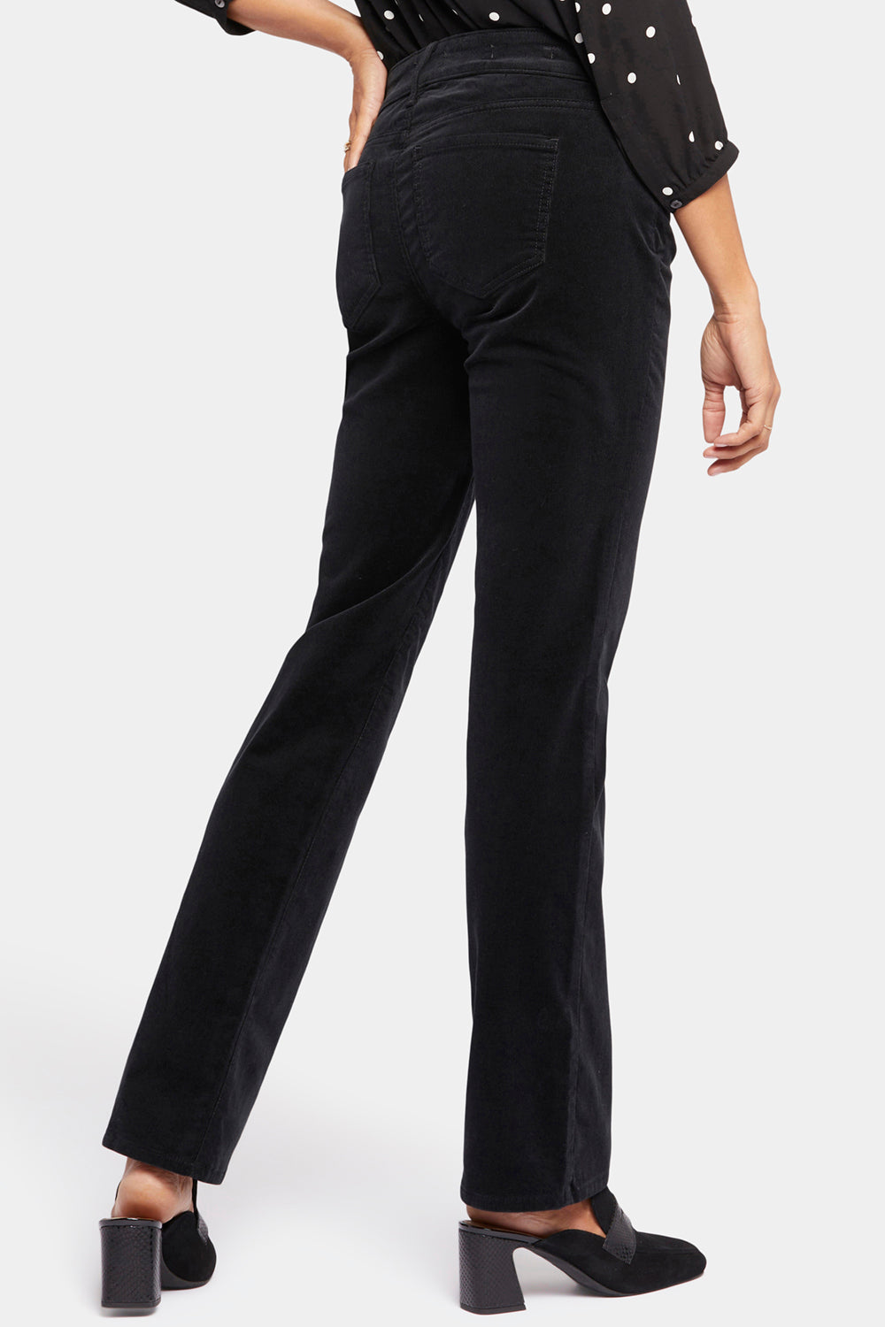 NYDJ Marilyn Straight Pants In Petite In Fine Wale Stretch Corduroy - Black