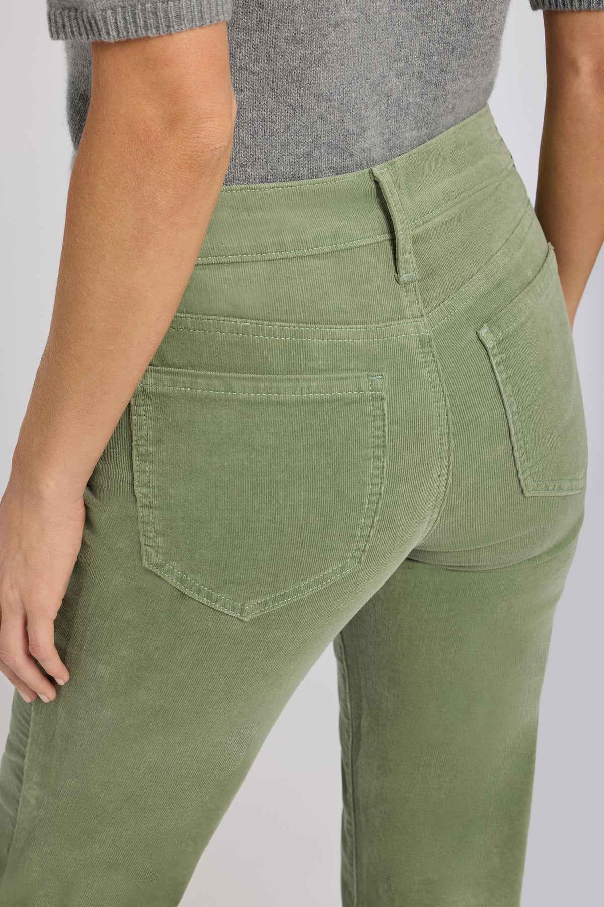 NYDJ Marilyn Straight Pants In Petite In Fine Wale Stretch Corduroy - Artichoke