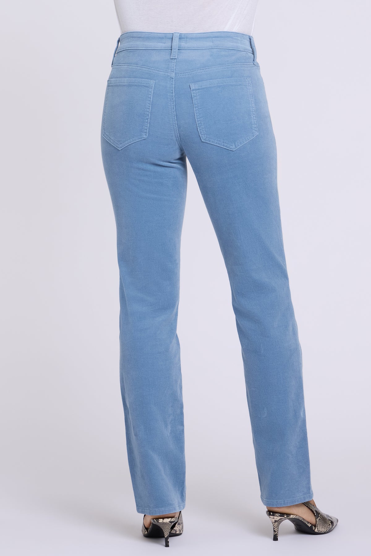 NYDJ Marilyn Straight Pants In Petite In Fine Wale Stretch Corduroy - Blue Breeze