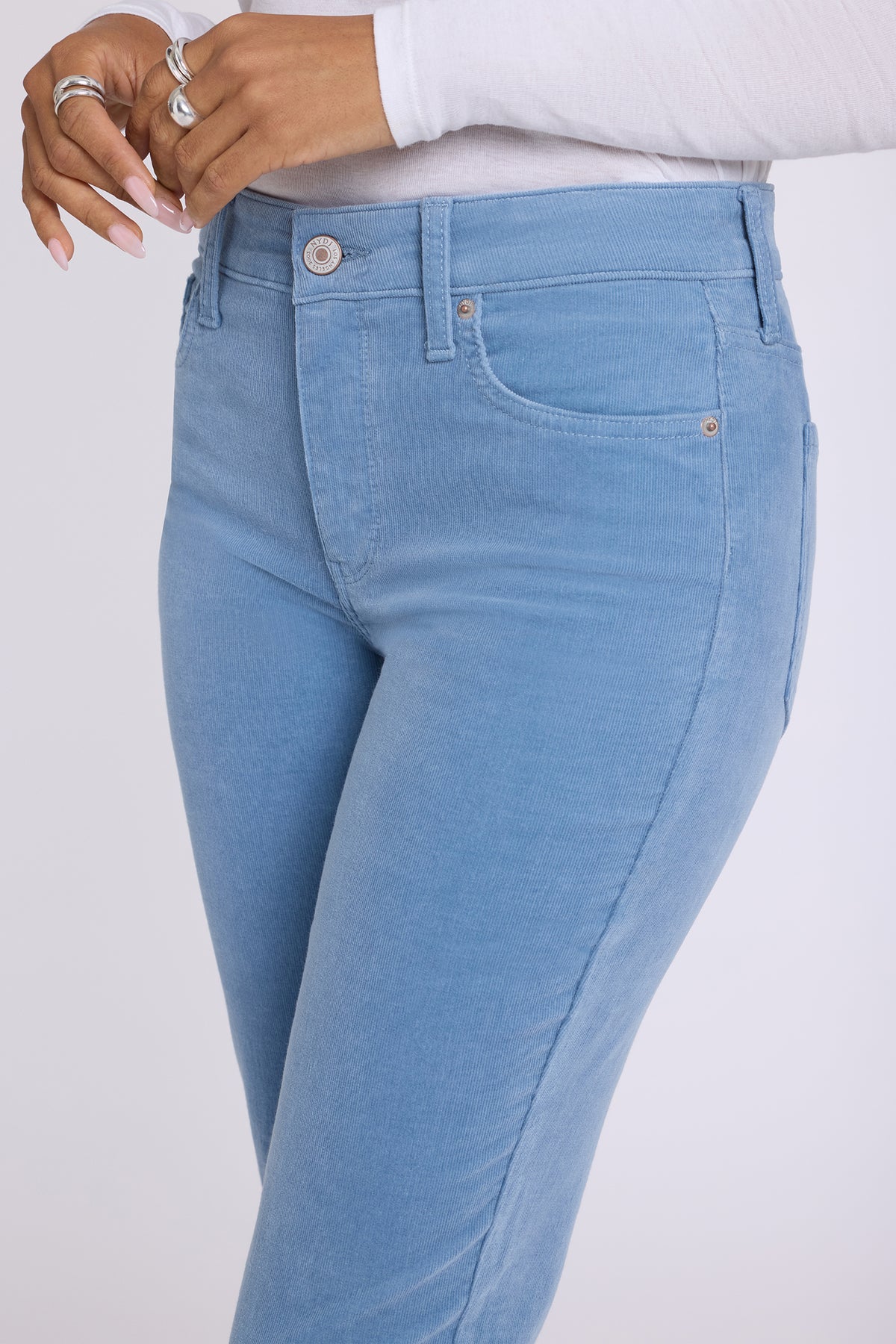 NYDJ Marilyn Straight Pants In Petite In Fine Wale Stretch Corduroy - Blue Breeze