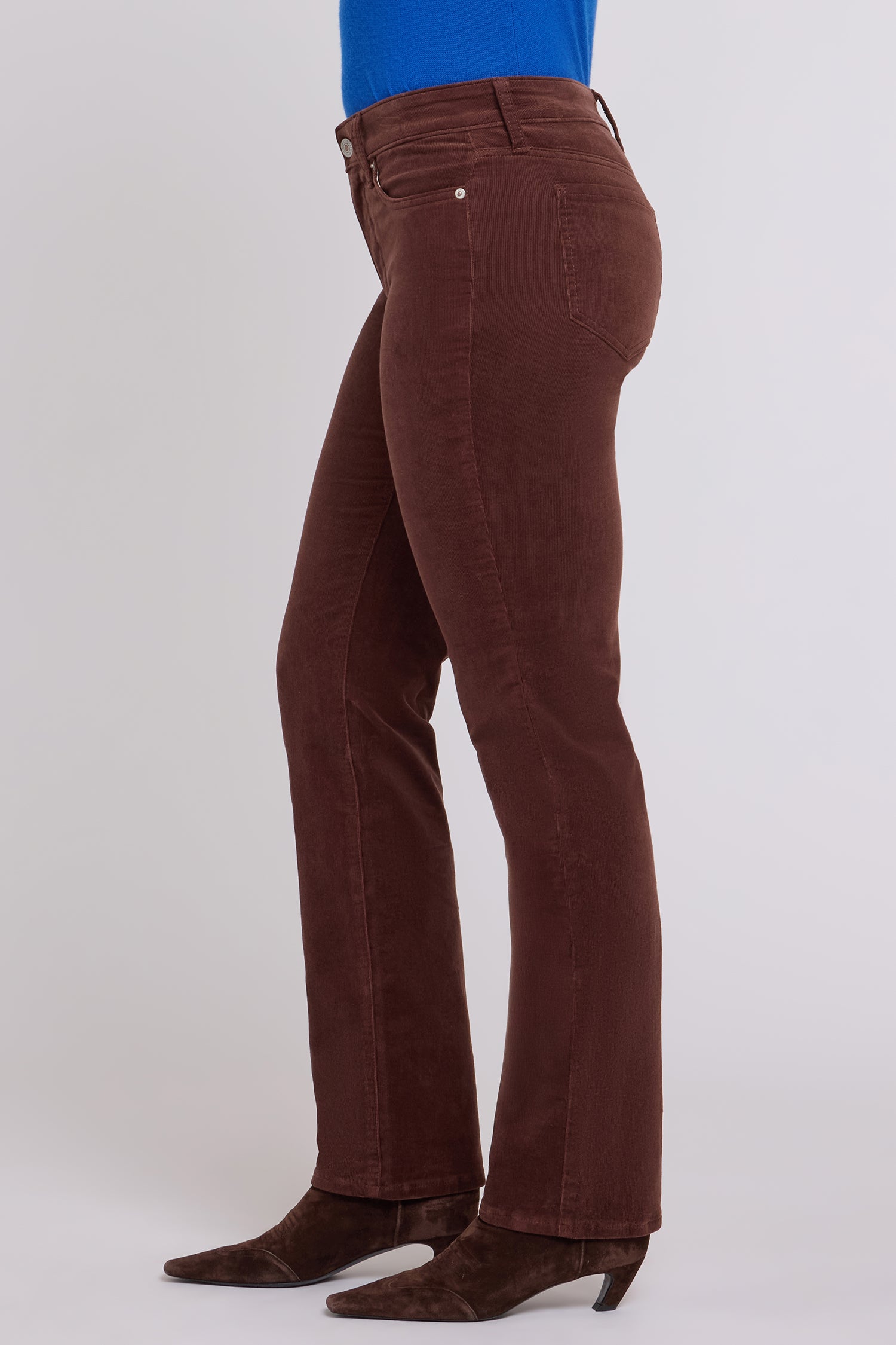 NYDJ Marilyn Straight Pants In Petite In Fine Wale Stretch Corduroy - Chocolate Fondant