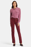 NYDJ Marilyn Straight Pants In Petite In Fine Wale Stretch Corduroy - Cranberry Pie