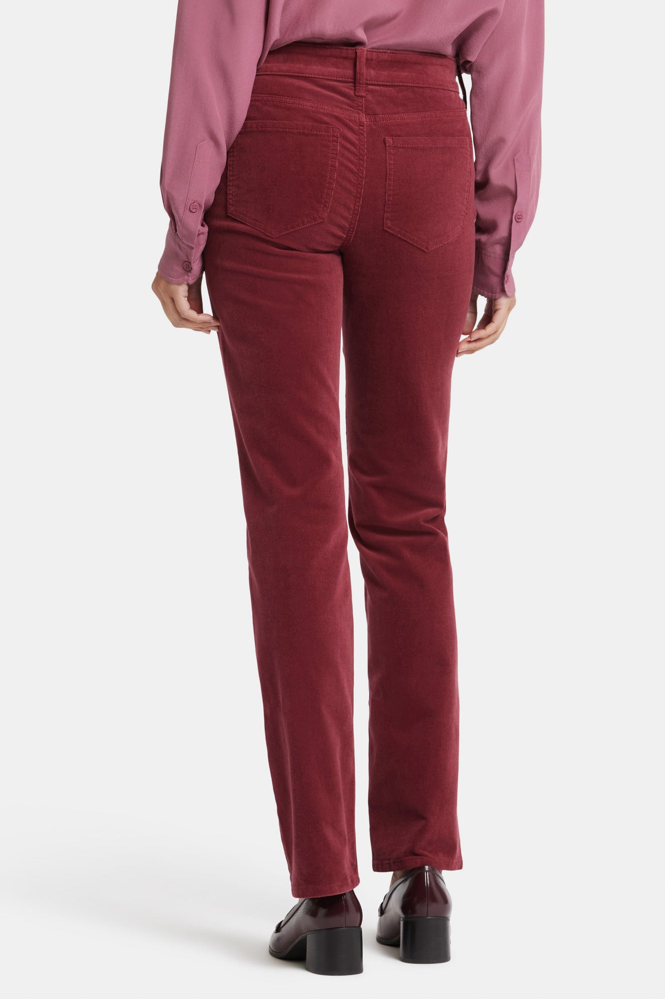 NYDJ Marilyn Straight Pants In Petite In Fine Wale Stretch Corduroy - Cranberry Pie