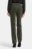 NYDJ Marilyn Straight Pants In Petite In Fine Wale Stretch Corduroy - Vine Leaf