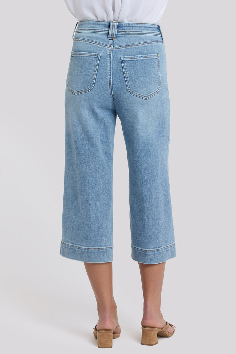 NYDJ Brigitte Wide Leg Capri Jeans In Petite With High Rise And Front Patch Pockets - Mist Springs