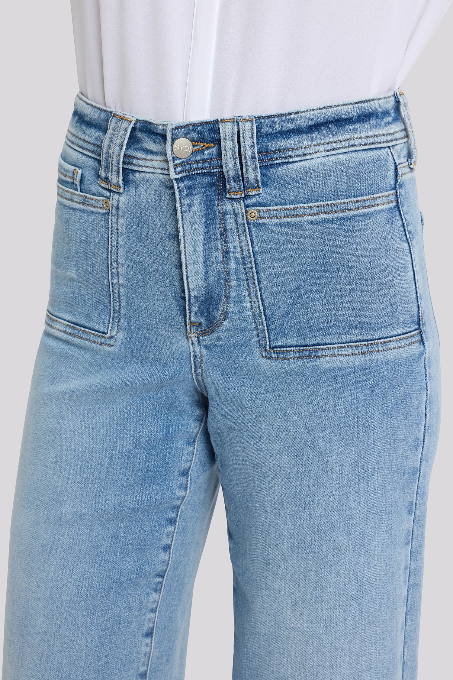 Brigitte Wide Leg Capri Jeans In Petite With High Rise And Front