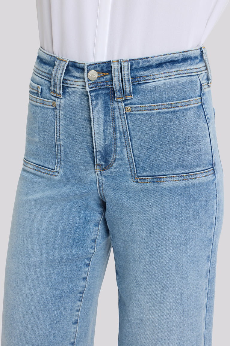 NYDJ Brigitte Wide Leg Capri Jeans In Petite With High Rise And Front Patch Pockets - Mist Springs