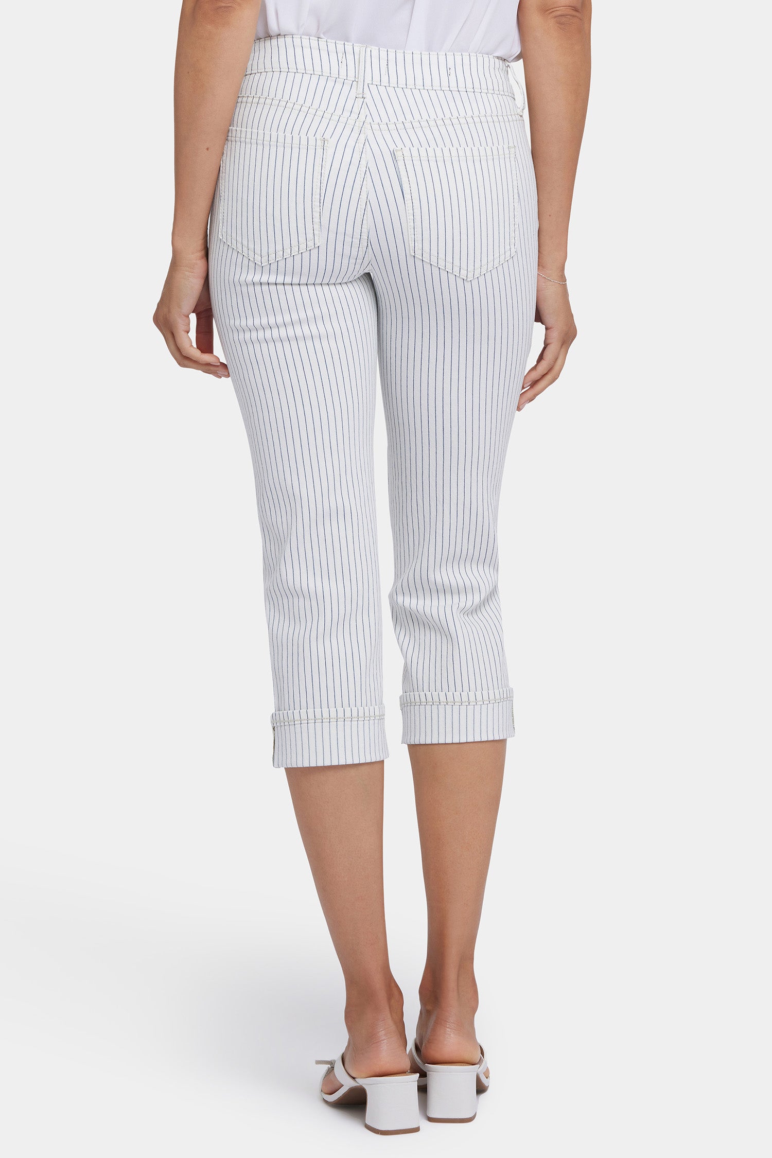 NYDJ Marilyn Straight Crop Jeans In Petite With Cuffs - Palencia Stripe