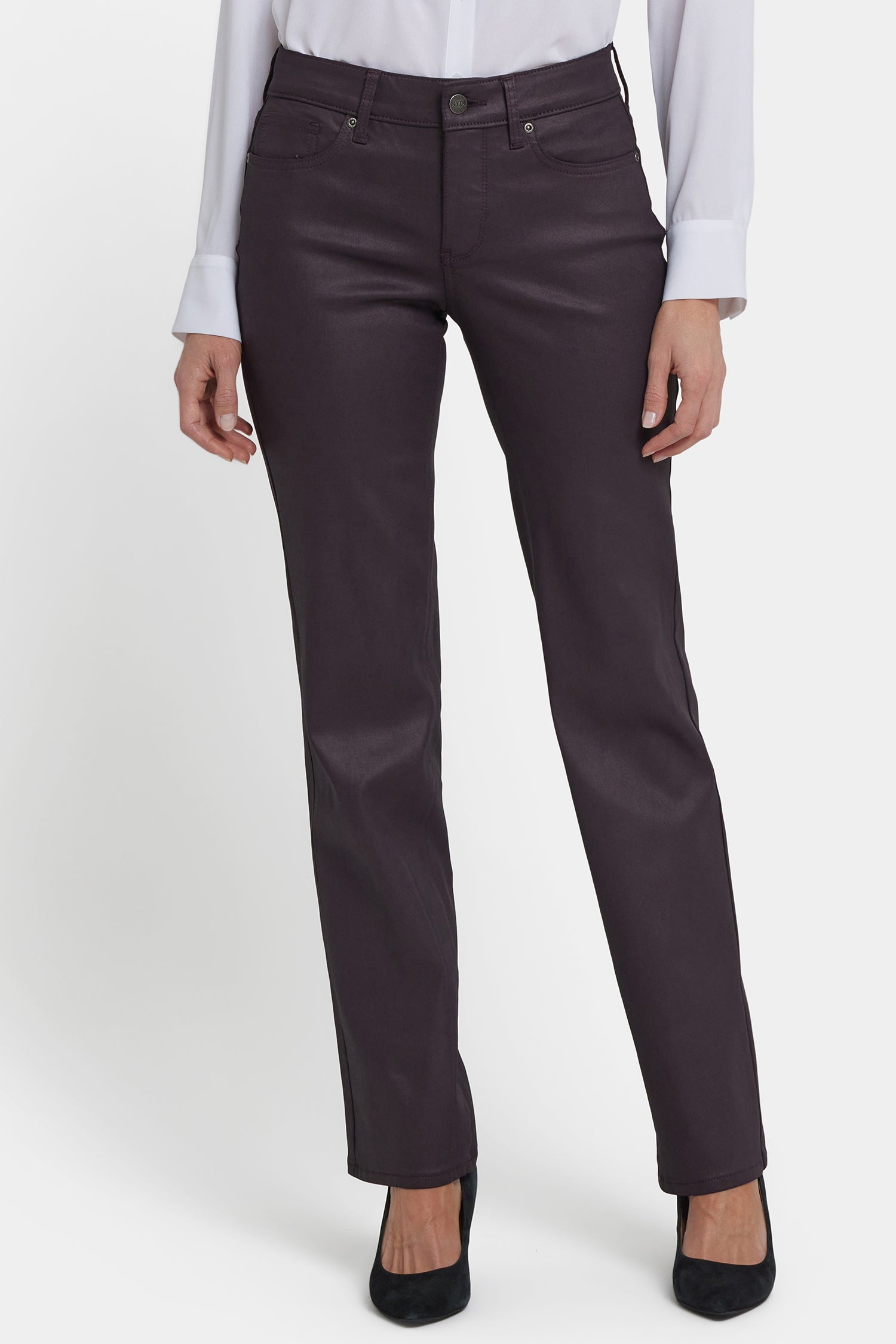 NYDJ Coated Marilyn Straight Jeans In Petite  - Fig Coated