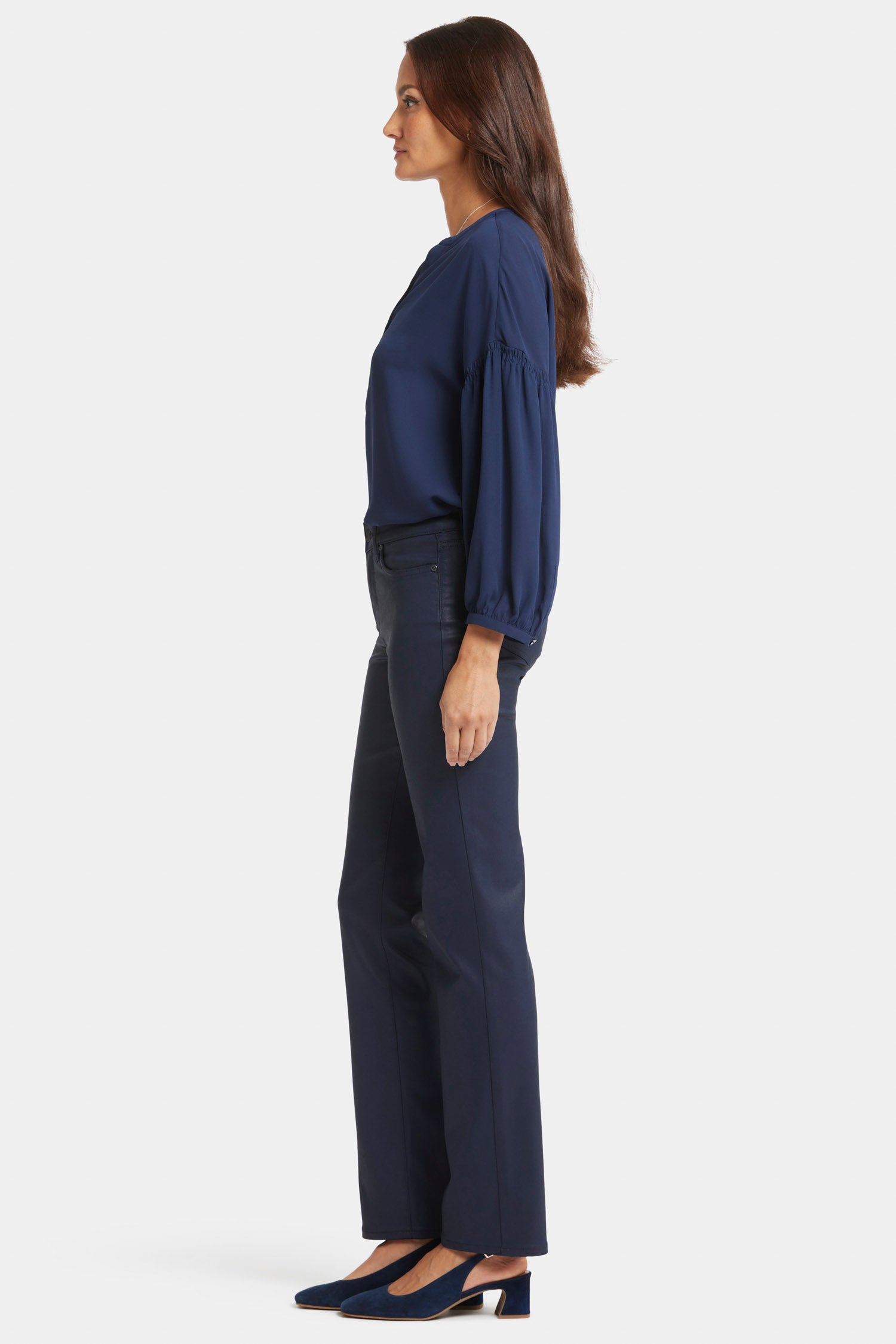 Coated Marilyn Straight Jeans In Petite - Starless Sky