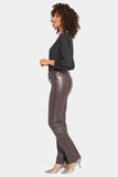 NYDJ Faux Leather Marilyn Straight Pants In Petite Sculpt-Her™ Collection - Cordovan
