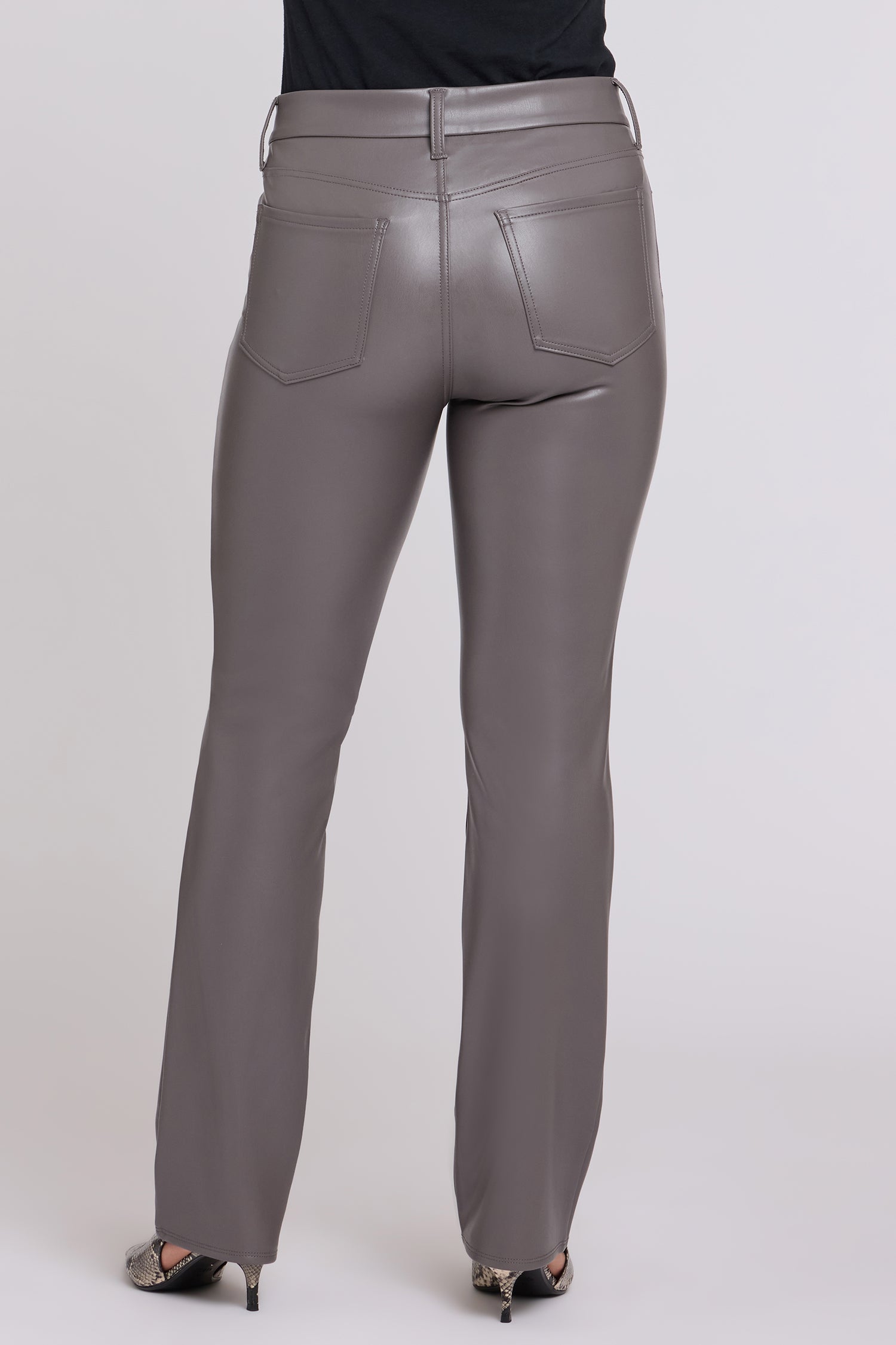 NYDJ Faux Leather Marilyn Straight Pants In Petite Sculpt-Her™ Collection - Falcon