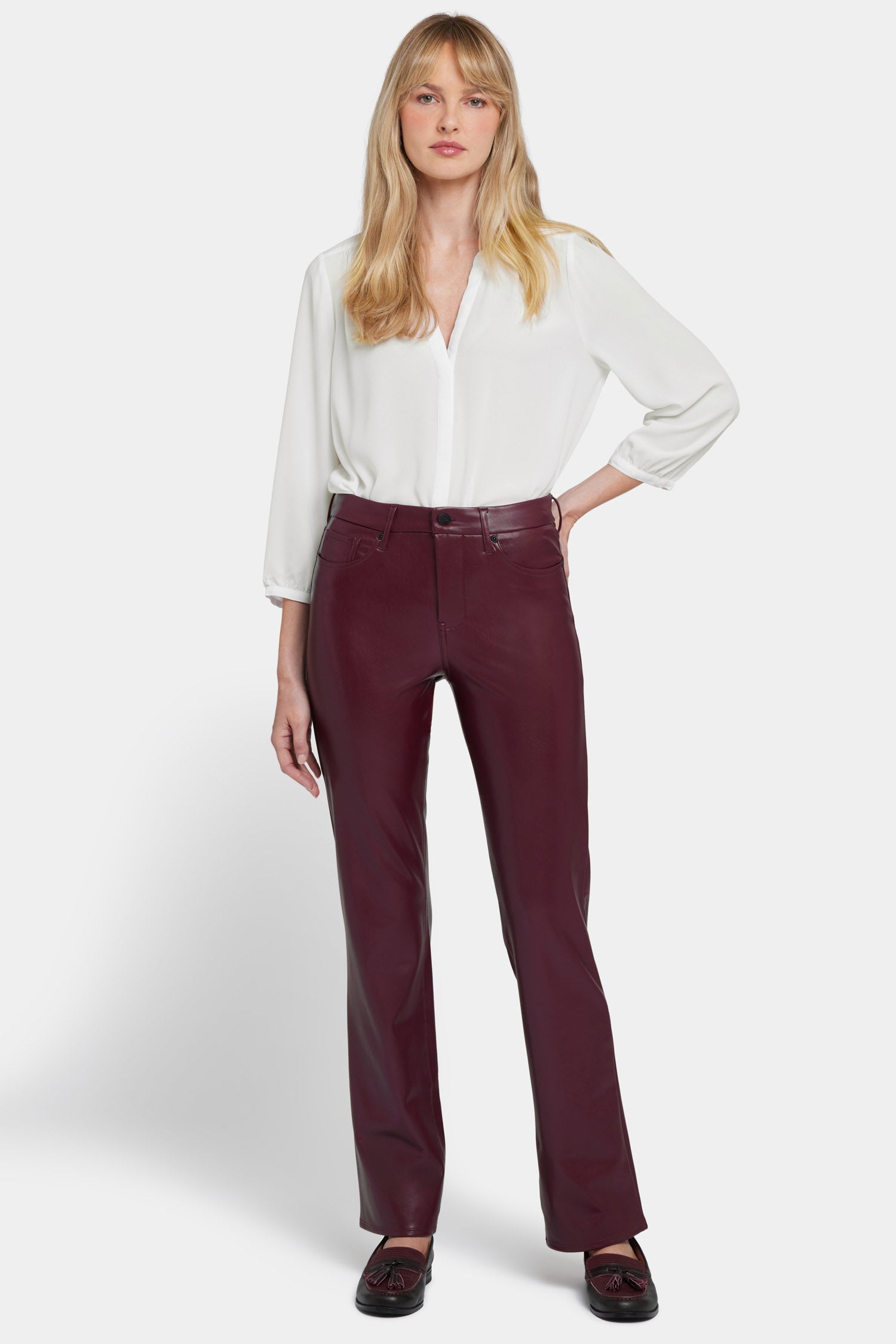 NYDJ - Womens Faux Leather Marilyn Straight Pants NYDJ - Womens Faux Leather Marilyn Straight Pants
