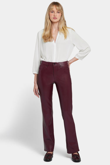 NYDJ Faux Leather Marilyn Straight Pants In Petite Sculpt-Her™ Collection - Tavern