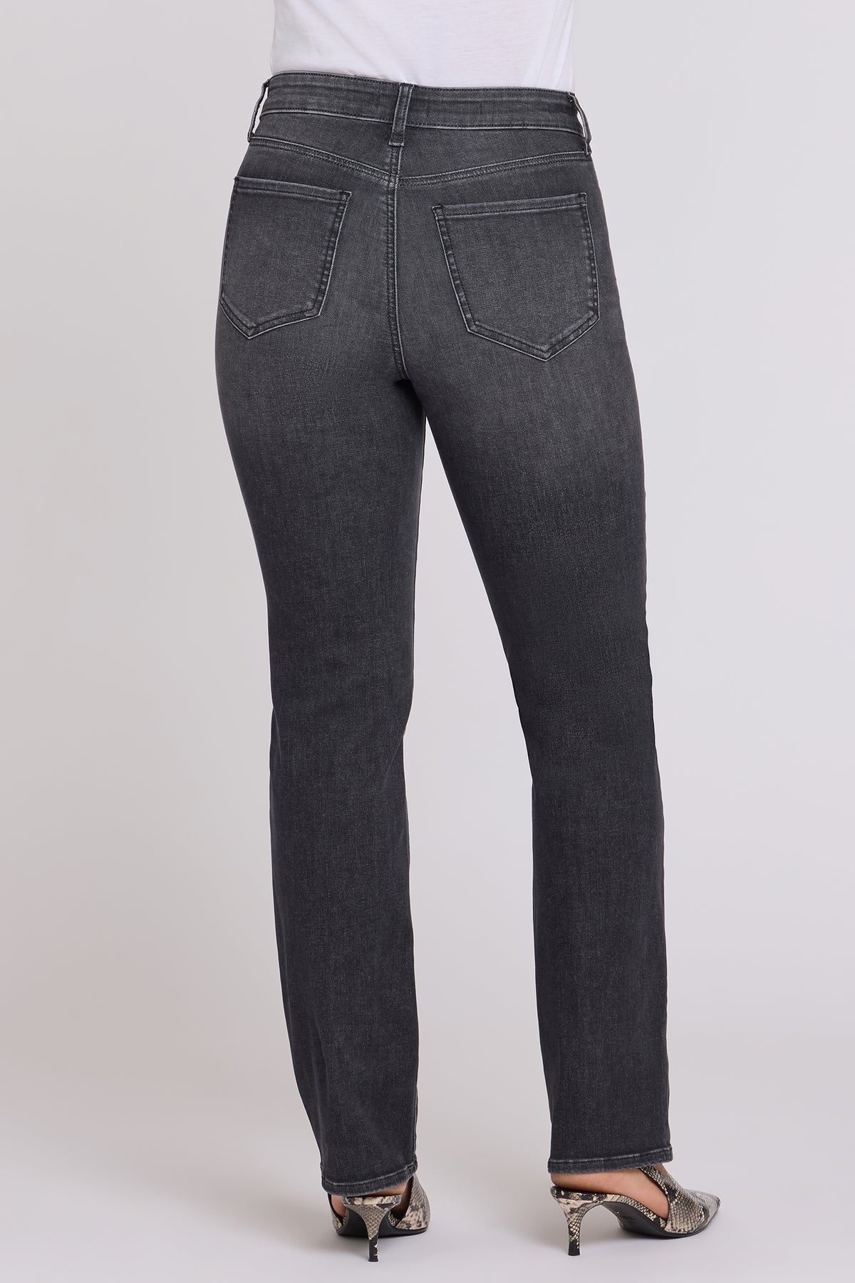 NYDJ Marilyn Straight Jeans In Petite In Shape Sense™ Denim With High Rise And 29" Inseam - Black Star