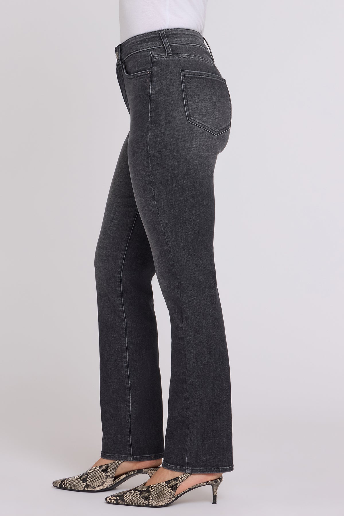 NYDJ Marilyn Straight Jeans In Petite In Shape Sense™ Denim With High Rise And 29" Inseam - Black Star