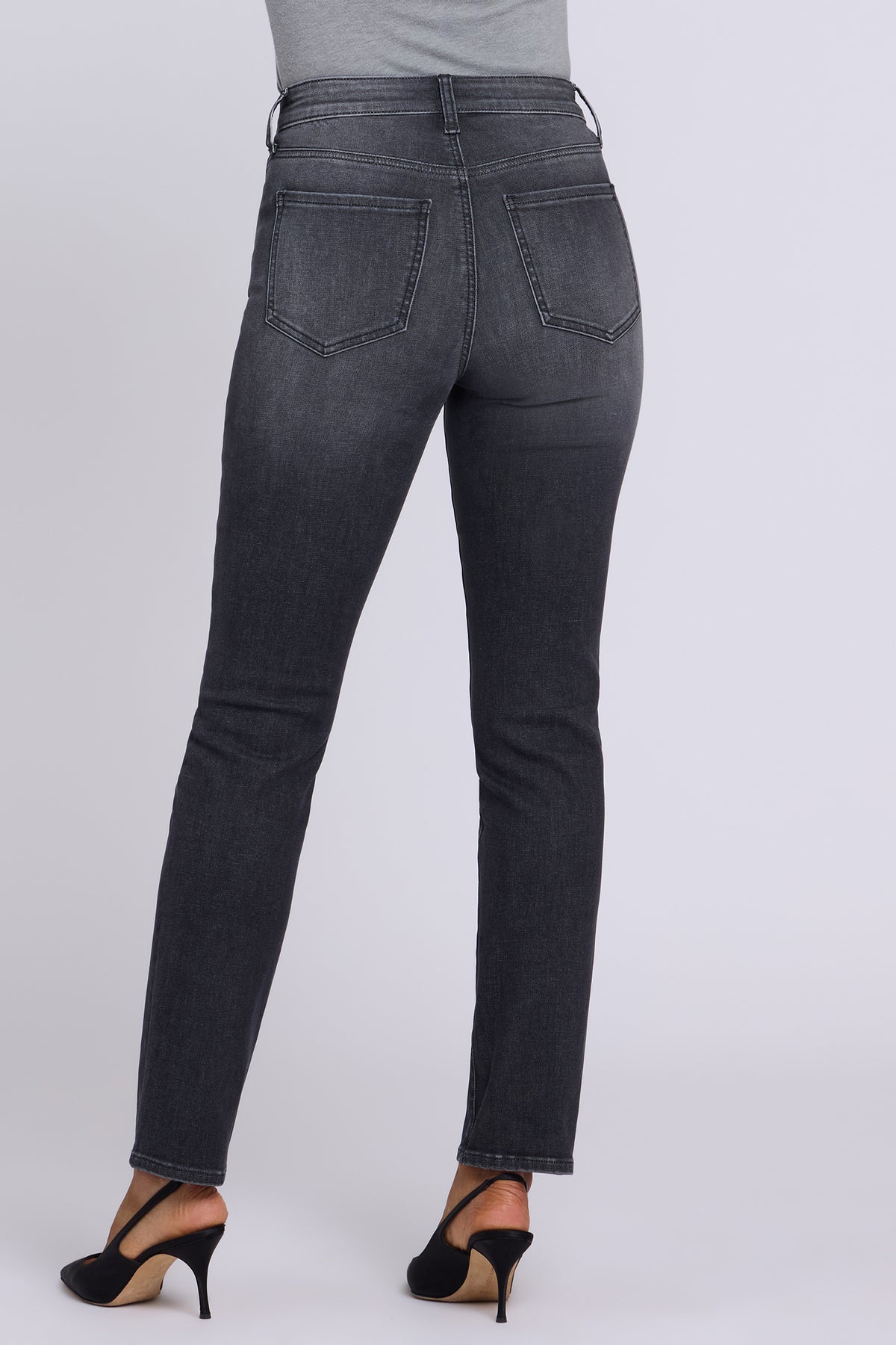 NYDJ Sheri Slim Straight Jeans In Petite In Shape Sense™ Denim With High Rise - Black Star