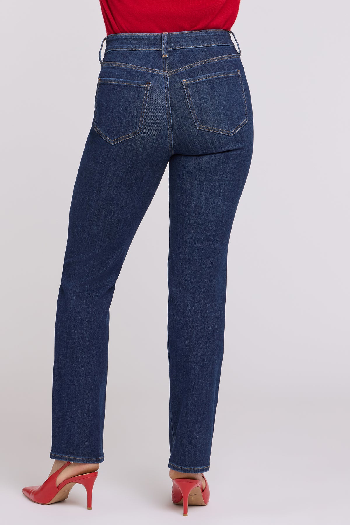 NYDJ Marilyn Straight Jeans In Petite In Shape Sense™ Denim With High Rise And 29" Inseam - Dark Stone