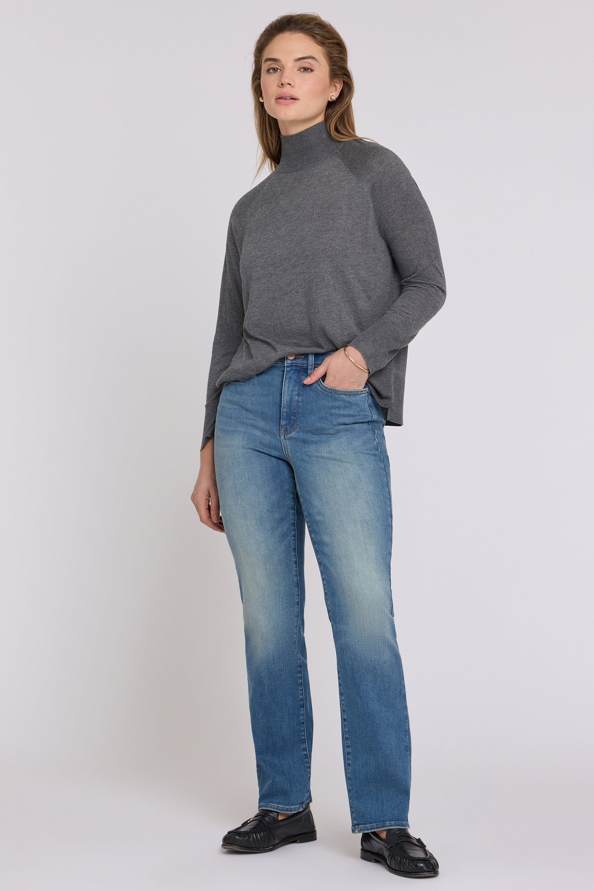 NYDJ Marilyn Straight Jeans In Petite In Shape Sense™ Denim With High Rise And 29" Inseam - Phlox