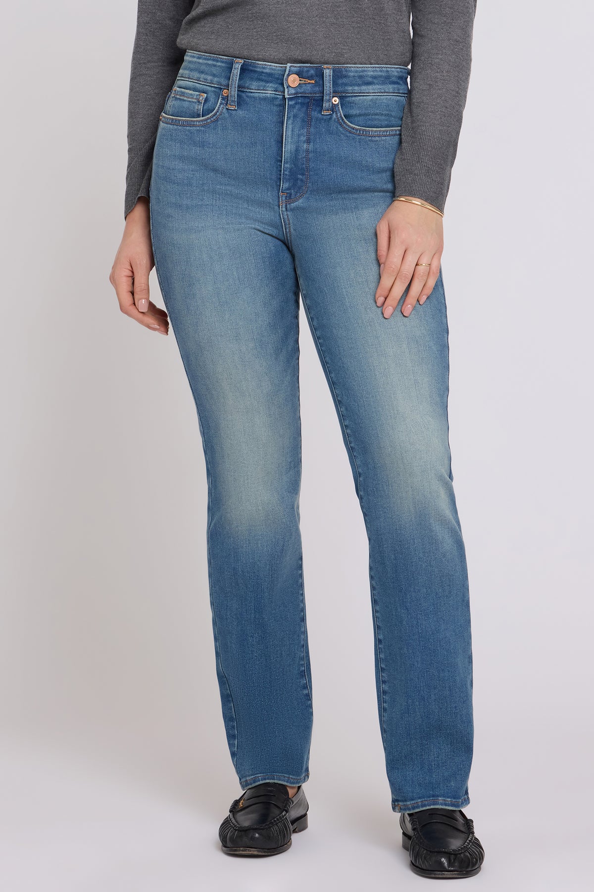 NYDJ Marilyn Straight Jeans In Petite In Shape Sense™ Denim With High Rise And 29" Inseam - Phlox