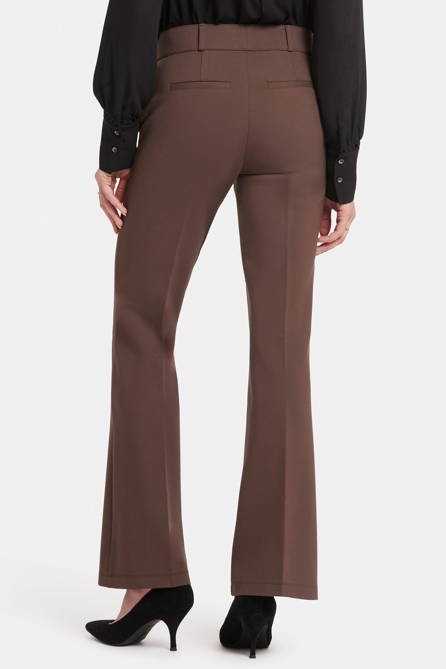 NYDJ Pull-On Flared Trouser Pants In Petite Sculpt-Her™ Collection - Coffee Bean