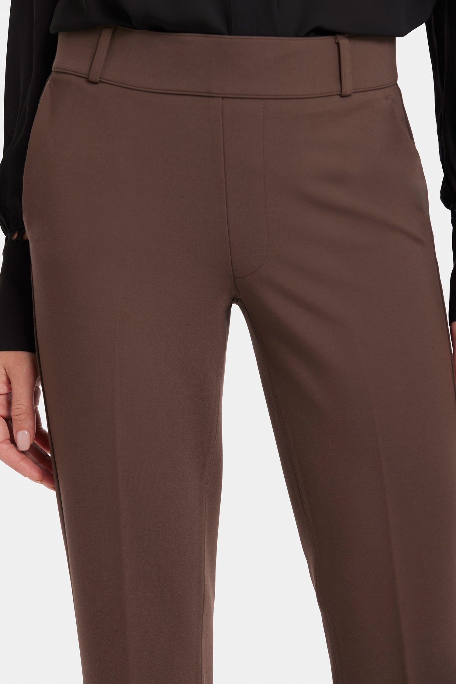 NYDJ Pull-On Flared Trouser Pants In Petite Sculpt-Her™ Collection - Coffee Bean