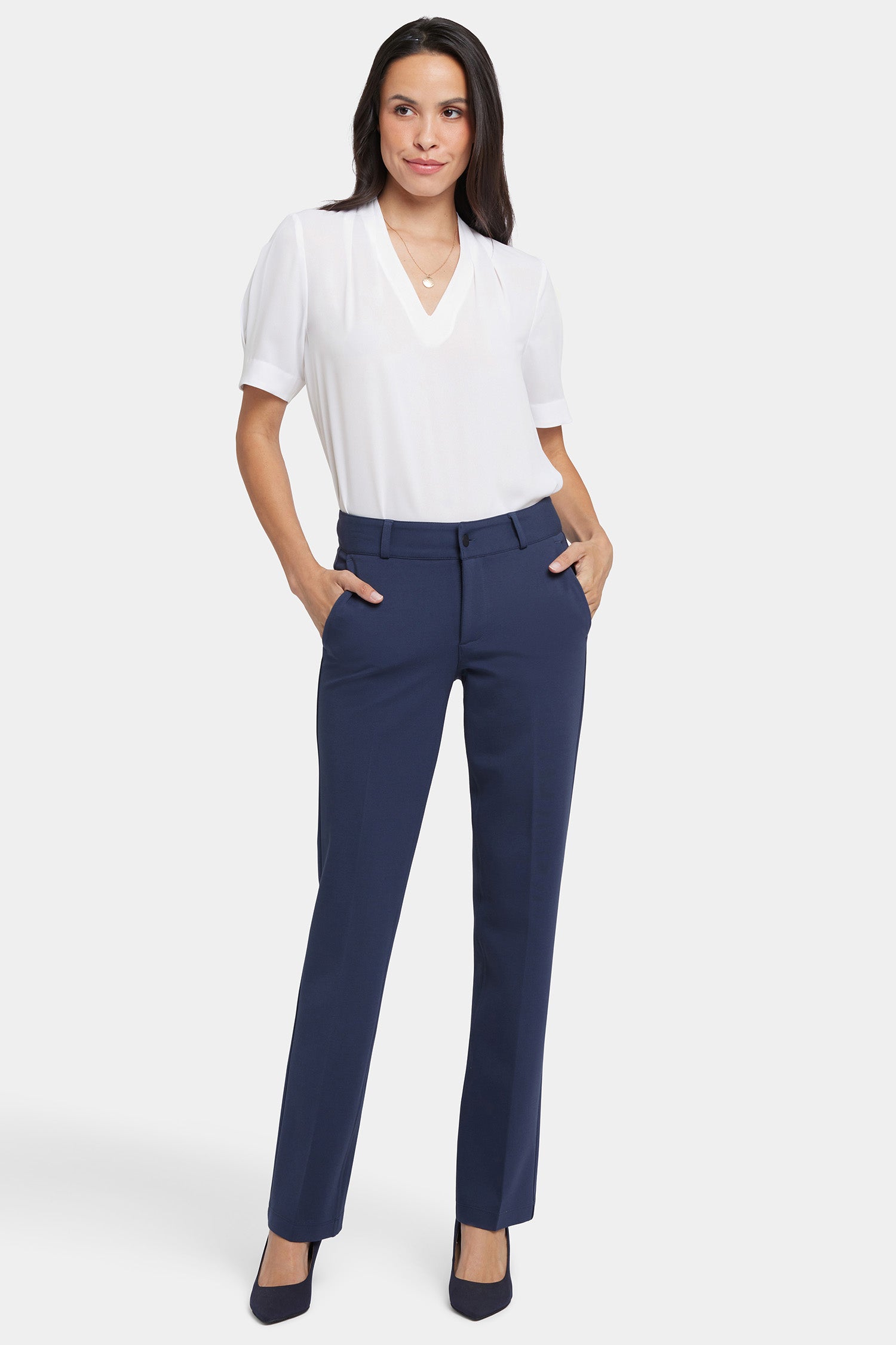 NYDJ Classic Trouser Pants In Petite Sculpt-Her™ Collection - Oxford Navy
