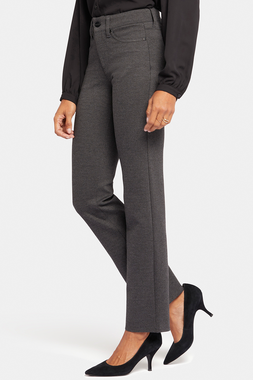 NYDJ Marilyn Straight Pants In Petite Sculpt-Her™ Collection - Charcoal Heathered