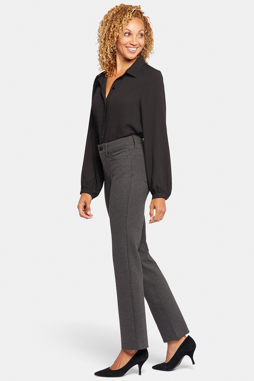 NYDJ Marilyn Straight Pants In Petite Sculpt-Her™ Collection - Charcoal Heathered