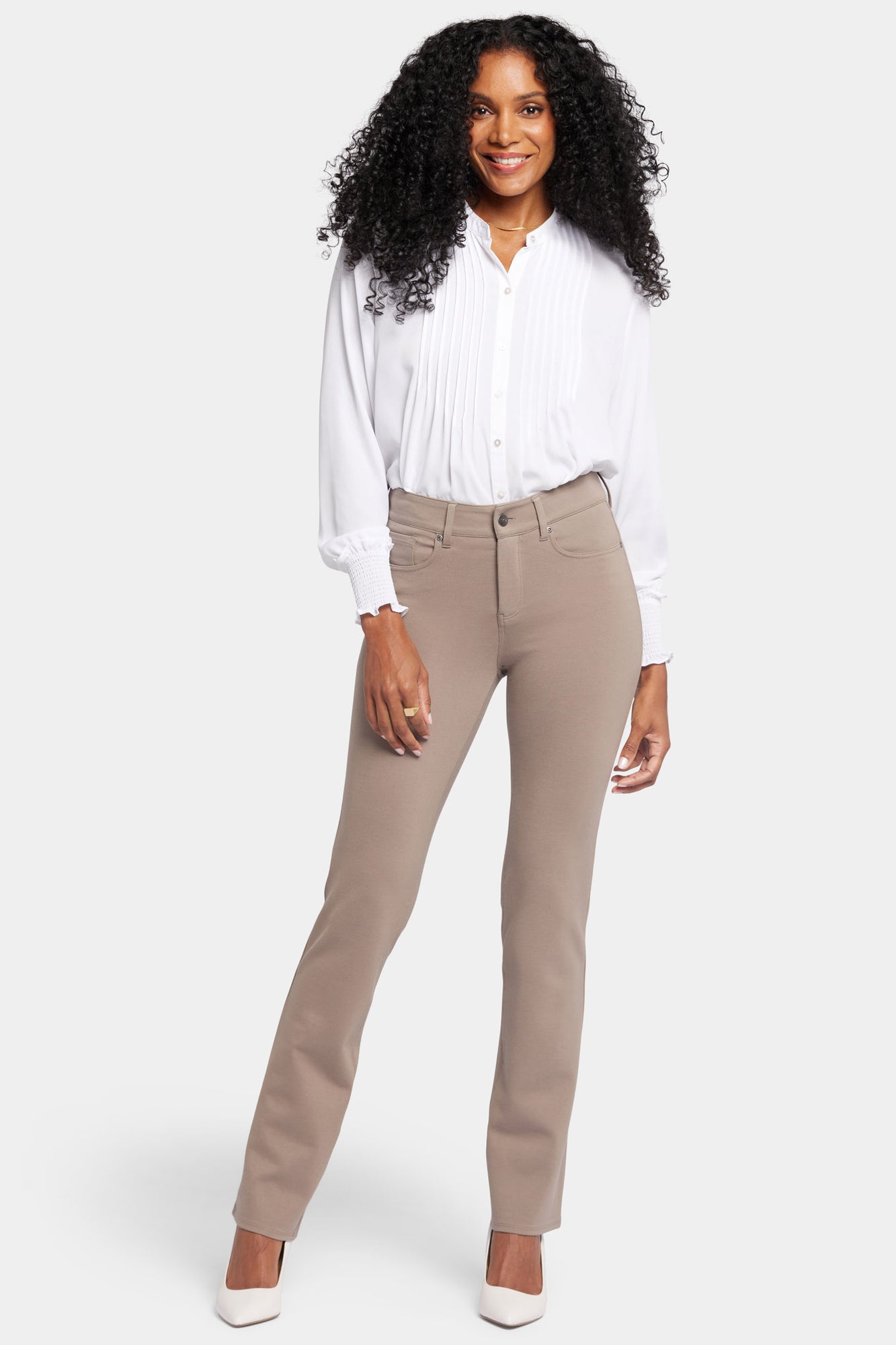 NYDJ Marilyn Straight Pants In Petite Sculpt-Her™ Collection - Saddlewood