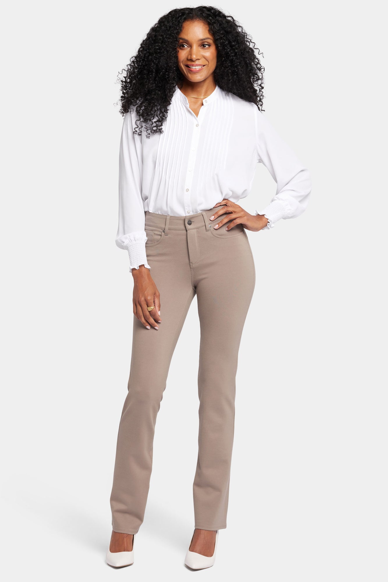 NYDJ Marilyn Straight Pants In Petite Sculpt-Her™ Collection - Saddlewood