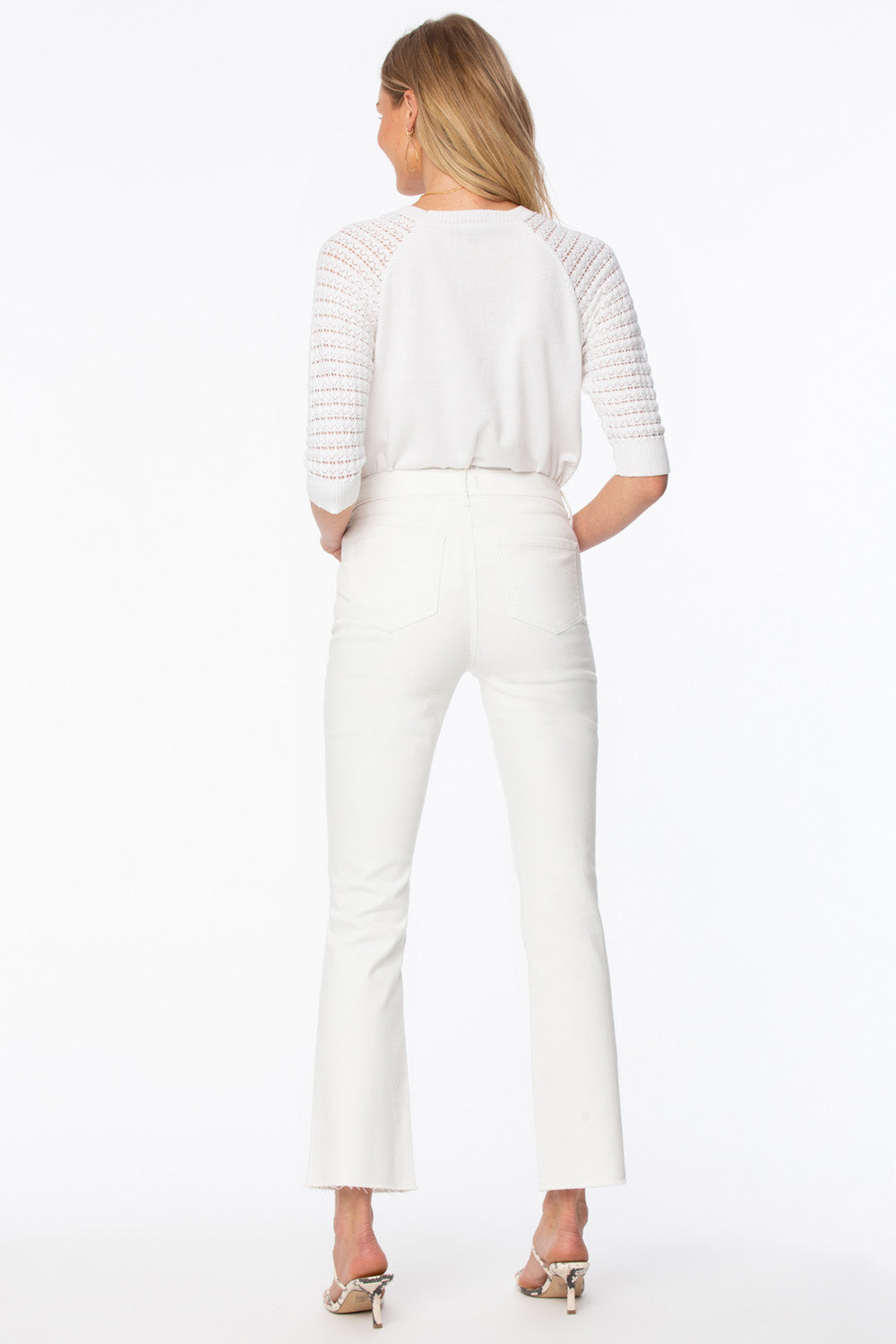 NYDJ Slim Bootcut Ankle Jeans In Petite In Cool Embrace® Denim With Frayed Hems - Optic White